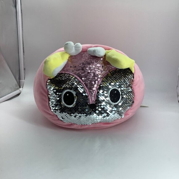 Sequin Pink Deer Plush Pillow Stuffed Animal 6" x 12" x 8" Holiday Home - Picture 7 of 7